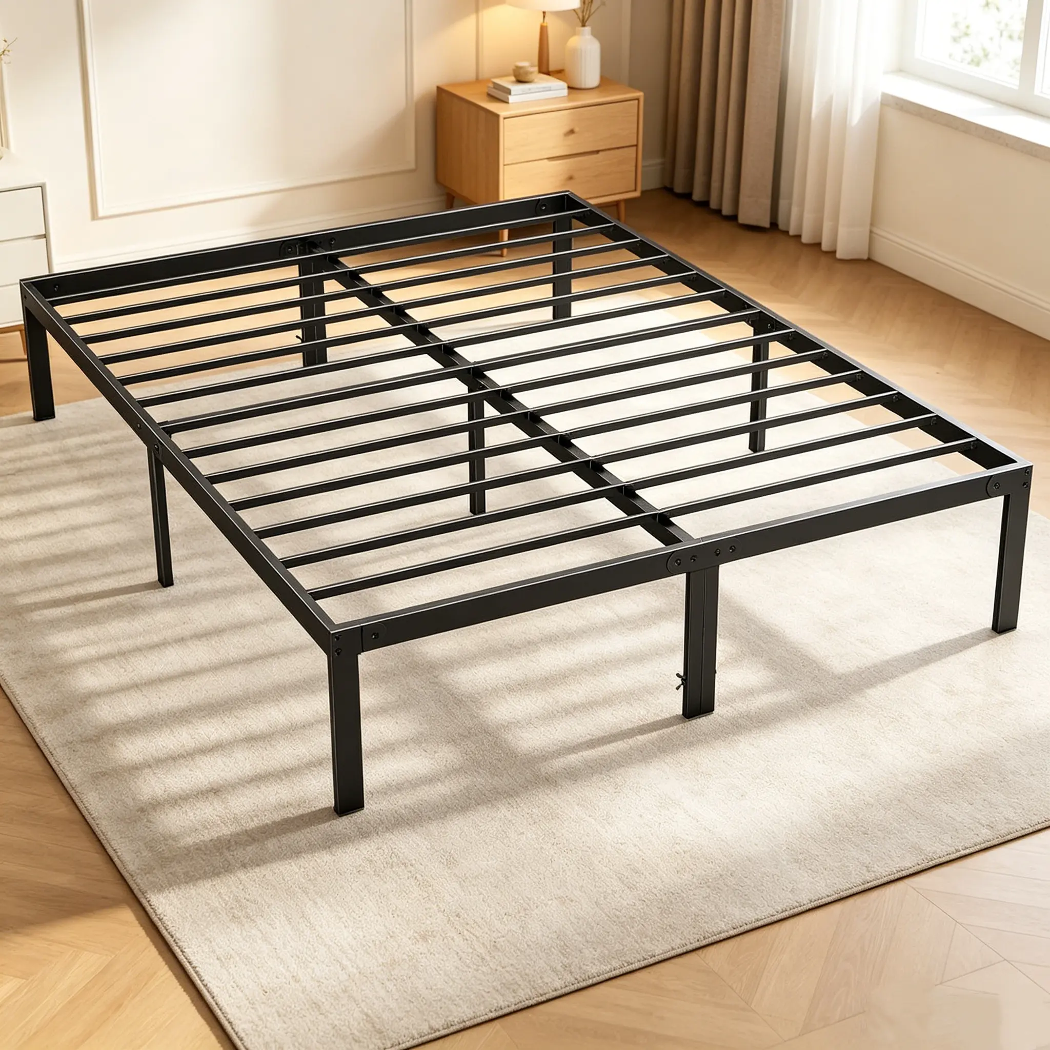 Bed Frame,Heavy Duty Metal Platform Bed Frame Size , No Box Spring Needed/No Shaking/Steel Slat Support/Noise Free/Easy Assembly Heavy Duty Twin Full Queen King Metal Bed Frame affordable bed frame