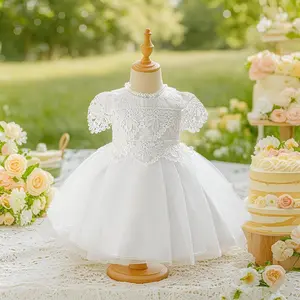 Girls' casual vacation round neck short sleeved white floral dress charming formal dress perfect for summer outings and beach trips