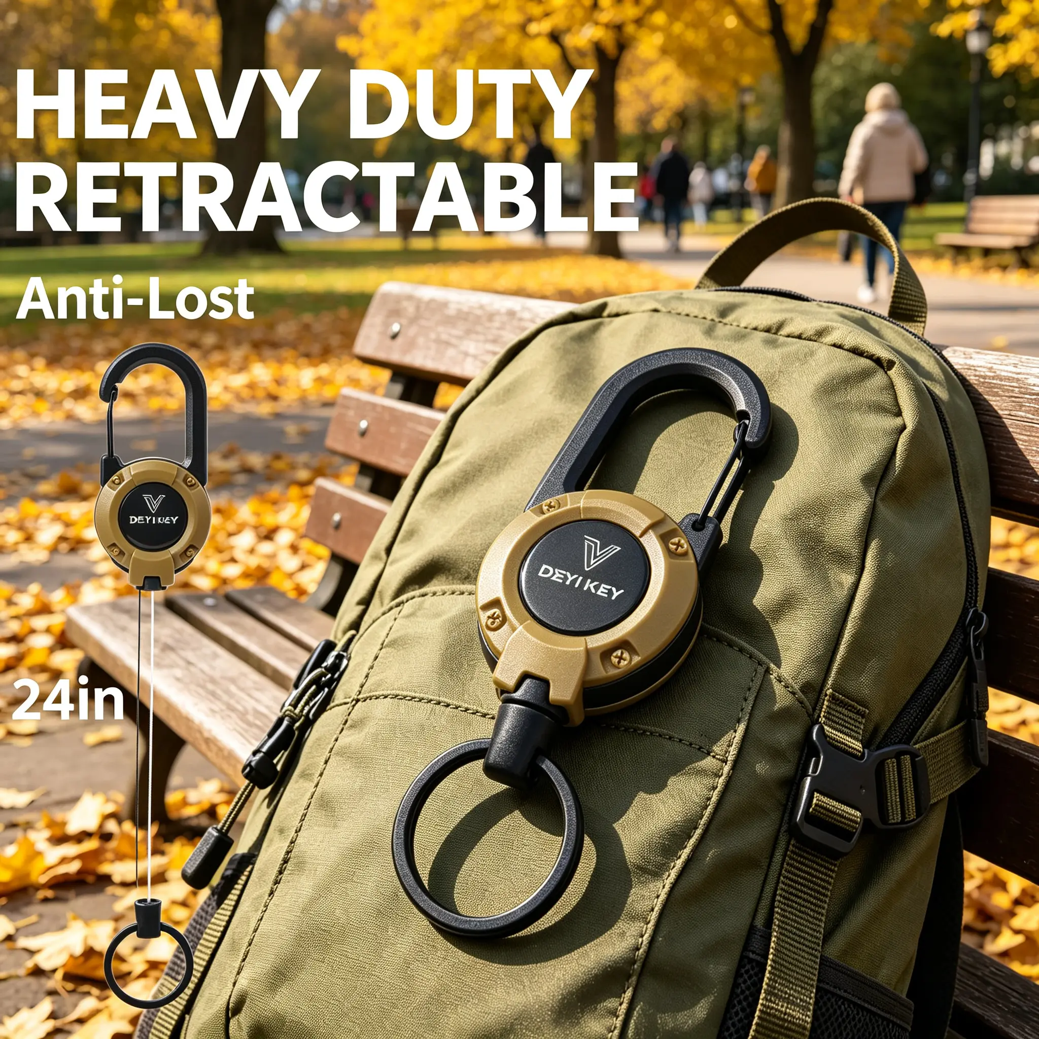 3-in-1 Multifunctional Retractable Pull Reel Carabiner Keychain with Strong Steel Wire Rope Buckle, Outdoor Sport Tool for Men's Accessories, Tools and Gadgets, Mens Gifts