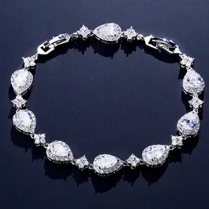 Moissanite Water Drop Bracelet Moissanite Jewelry Wedding Engagement Party Bridal Gift Women Ladies Luxury Elegant Fashion Sparkling Geometric Design