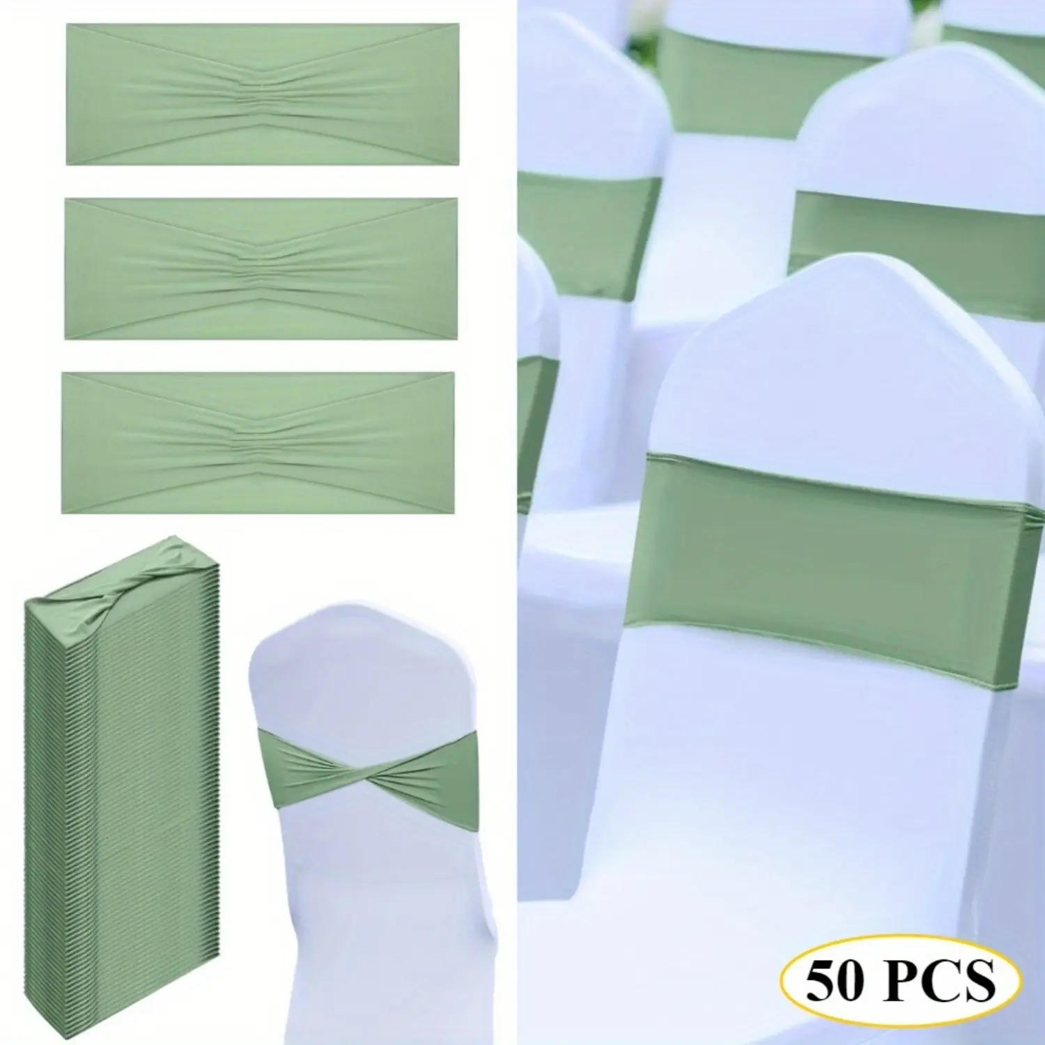 [Hand Tools Kits] 50Pcs/Set Spandex Chair Sashes Bows Chair Bands Slider Sashes for Covers Elastic Bands Ties Without Buckle Decorations for Wedding Party Events Ceremony Birthday,Halloween Decor Gifts