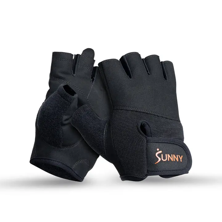 SUNNY Weightlifting Gloves, Padded Gym Workout Gloves with Adjustable Wrist Strap for Weight Training, Pull Ups & Fitness