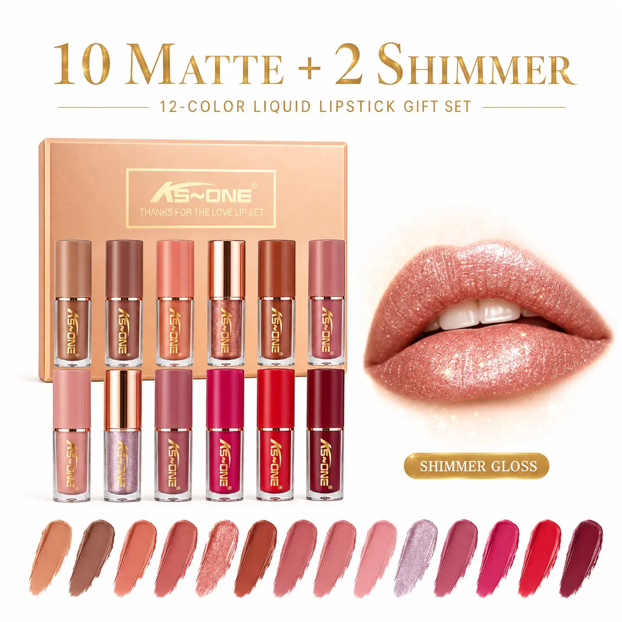 Women's 12-Color Liquid Lipstick & Lipgloss Set - 2.5ml Each, Alcohol-Free, Matte & Pearl Finish, Long-Lasting, Moisturizing, Daily Lip Cosmetics, Beauty Gift, Moisturizer, Lip Care, 12-Color/Set