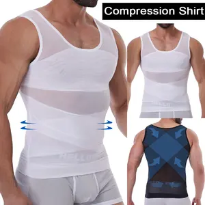 3 Pack Menswear Body Shaper Shapewear Vest Tummy Control Compression Underwear Lightweight Sports Workout Tank Tops Stretchy Breathable Mesh Shirt Clothes Elastic