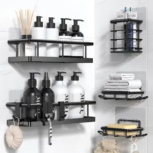 Punch-Free Shower Shelves Racks, Removable Waterproof Shower Organizer Tool, Bathroom Corner Storage Rack Set, Household Items, Modern Home Essentials Gift Idea,summervibes