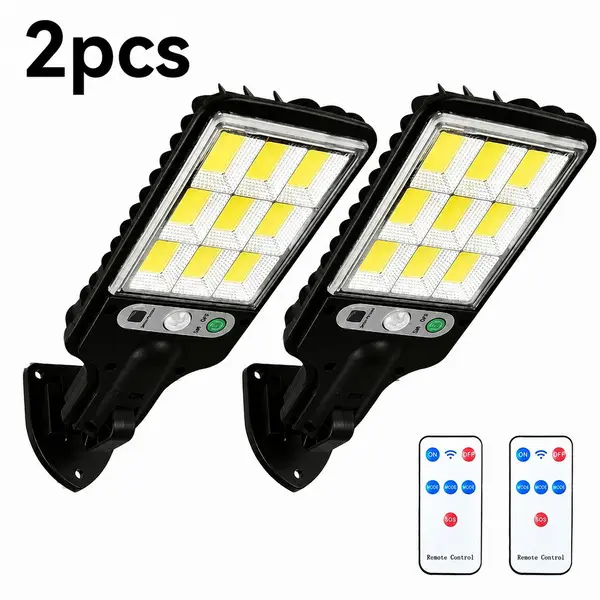 2/4 Pack 120 LED Solar Street Lights Outdoor Christmas Decor Remote Control IP65 Motion Sensor Security Wall Light with 3 Modes for Garden Street Deck Yard Garage Patio,Hanging,Ornaments,Christmas outdoor decoration,Black Friday