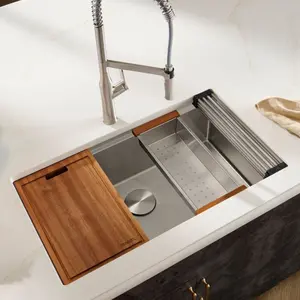30-inch Workstation Rounded Corners Undermount Ledge Kitchen Sink with Accessories – RVH8320