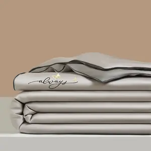 Cooling Summer Blanket with Butterfly Embroidery, Lightweight Breathable Satin Quilt, Soft Machine Washable Bed Comforter