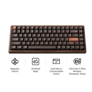 Keychron K2 HE Wireless Magnetic Switch Keyboard | All-Wood Special Edition Natural Walnut Body | Rapid Trigger & 0.1mm Actuation | 75% Layout 84-Keys | Tri-Mode 2.4G/BT/Wired | ZMK Firmware | Hot-Swap Gateron Magnetic Switches | Mac/Win Gaming Keyboard