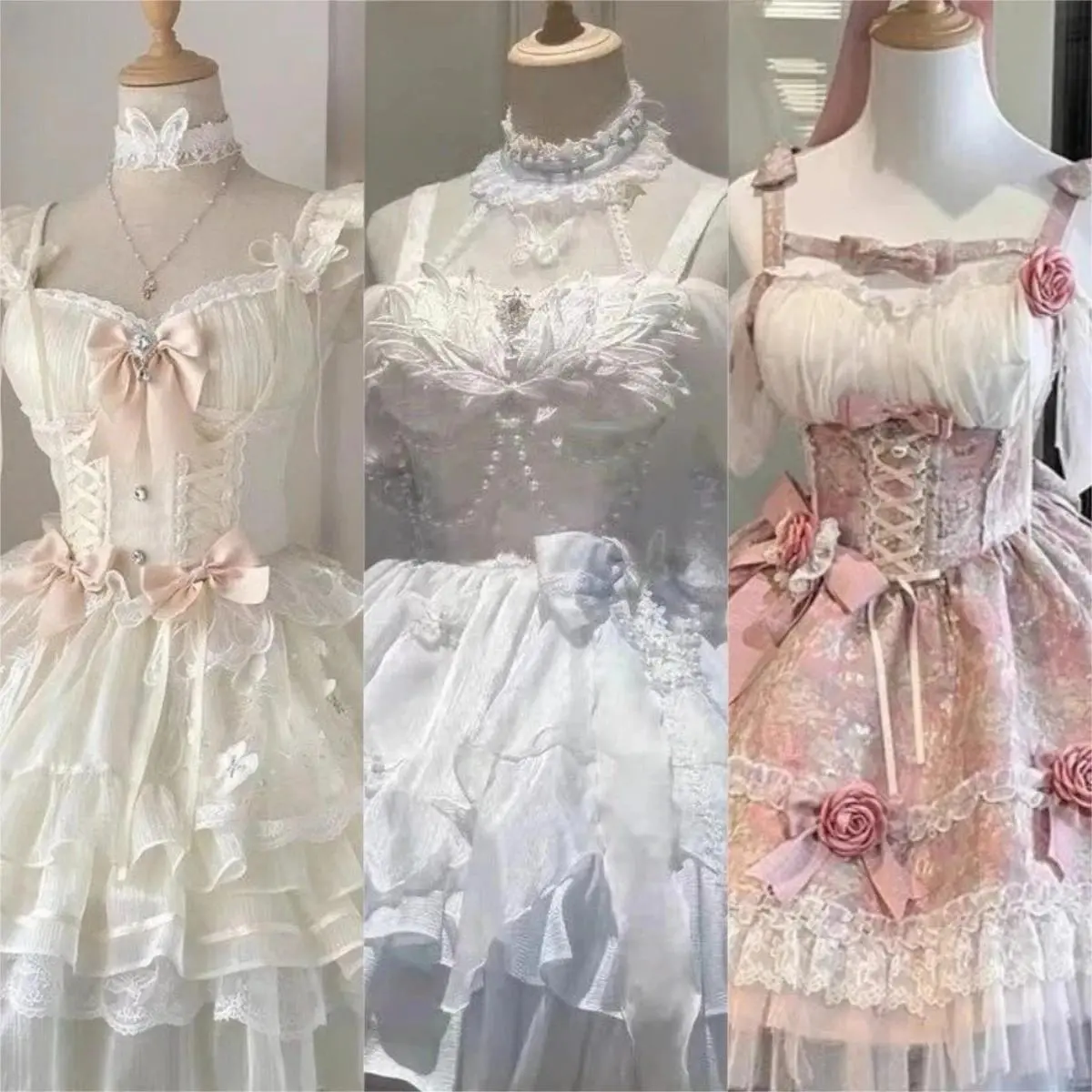 2025 Gothic Sweet Floral Strap Lolita Dress Women Causal Y2k Party Midi Dress Beach Bow Kawaii Clothing One Piece Dress Punk