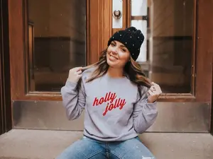 Holly Jolly - Christmas Sweatshirt | Holiday Sweatshirt | Fun Christmas Shirt | Women's Holiday Sweatshirt | Men's Holiday Sweatshirt