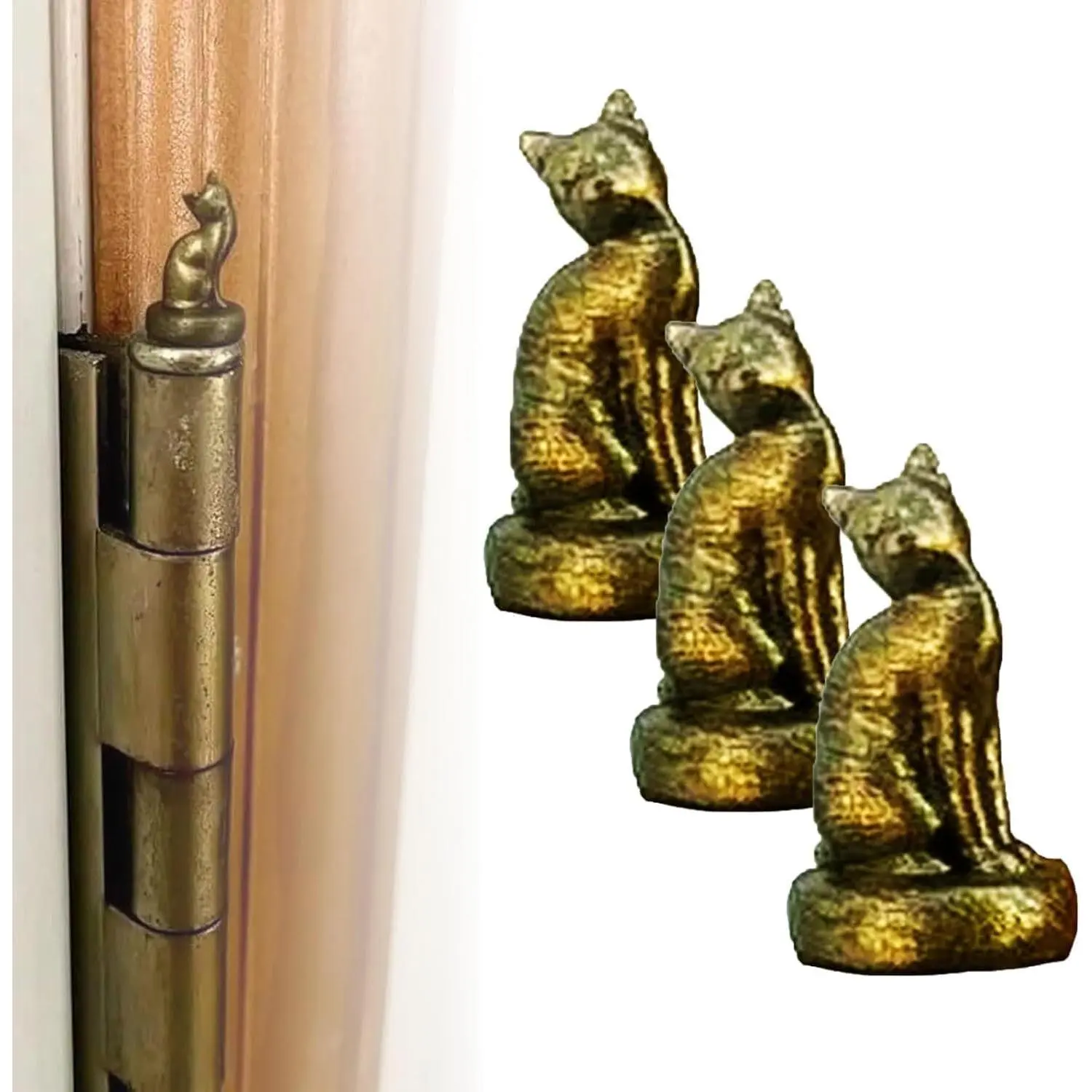 Cat Hinge Head  Door Topper Caps Decorative Magnetic Gargoyle Home Decoration Little Kittens Figurines Ornament （3PCS）