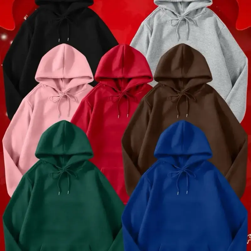 Basic Solid Color Hoodies - Casual Hooded Sweatshirts for Men Women Featuring Kangaroo Pockets in Multiple Colors Pullover Long Sleeve Plain 100% polyester