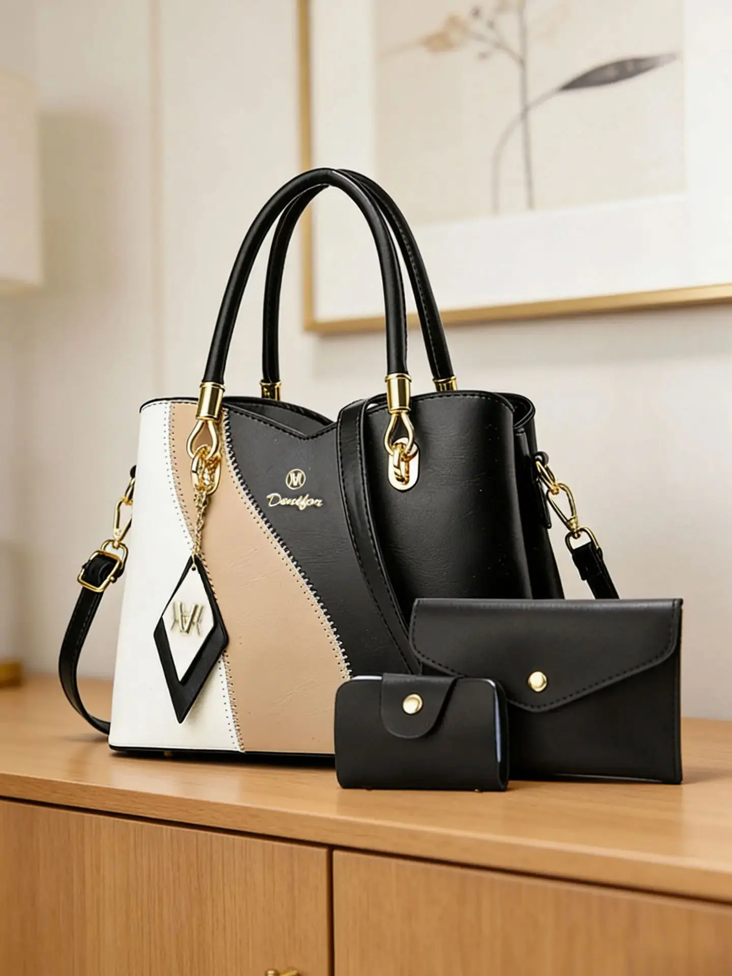 Women's bag three-piece set: handbag, crossbody bag, shoulder bag, tote bag, light luxury bag, casual bag, work bag, party bag, birthday gift. Christmas gift for ladies, Mother's Day gift for mom, PU Leather Bag