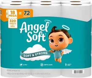 Angel Soft Toilet Paper, 18 Mega Rolls = 72 Regular Rolls, Soft and Strong Toilet Tissue Georgia Pacific LLC
