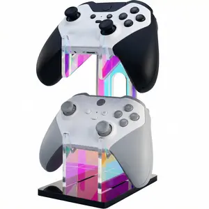 NiHome Iridescent Acrylic 2-Tier Universal Game Controller Headset Holder Stand for PS5 Xbox ONE Switch Gaming Accessories Console Smartphone