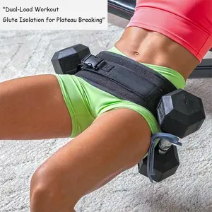 Hip Thrust Belt For Dumbbells Heavy, Kettlebells, Plates, Comfort Up to 400 LBS, Double Hook & Fully Adjustable & Loop Booty Builder, Glute Workout Equipment for All Shapes, Use at Home or Gym