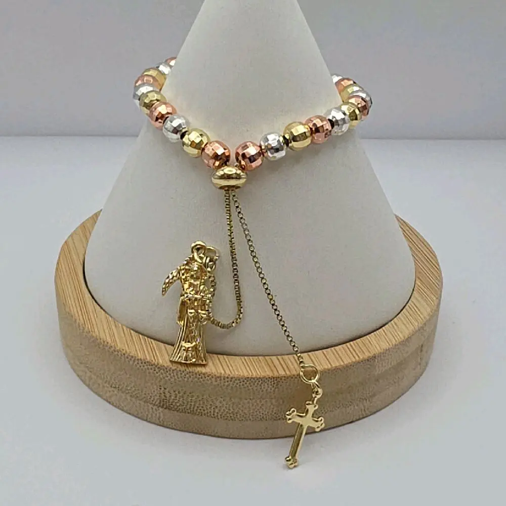 The Grim Reaper/La Santa Muerte Fashion Bracelet Three Colors Adjustable with Cross Fancy Design Gold-Plated Jewelry