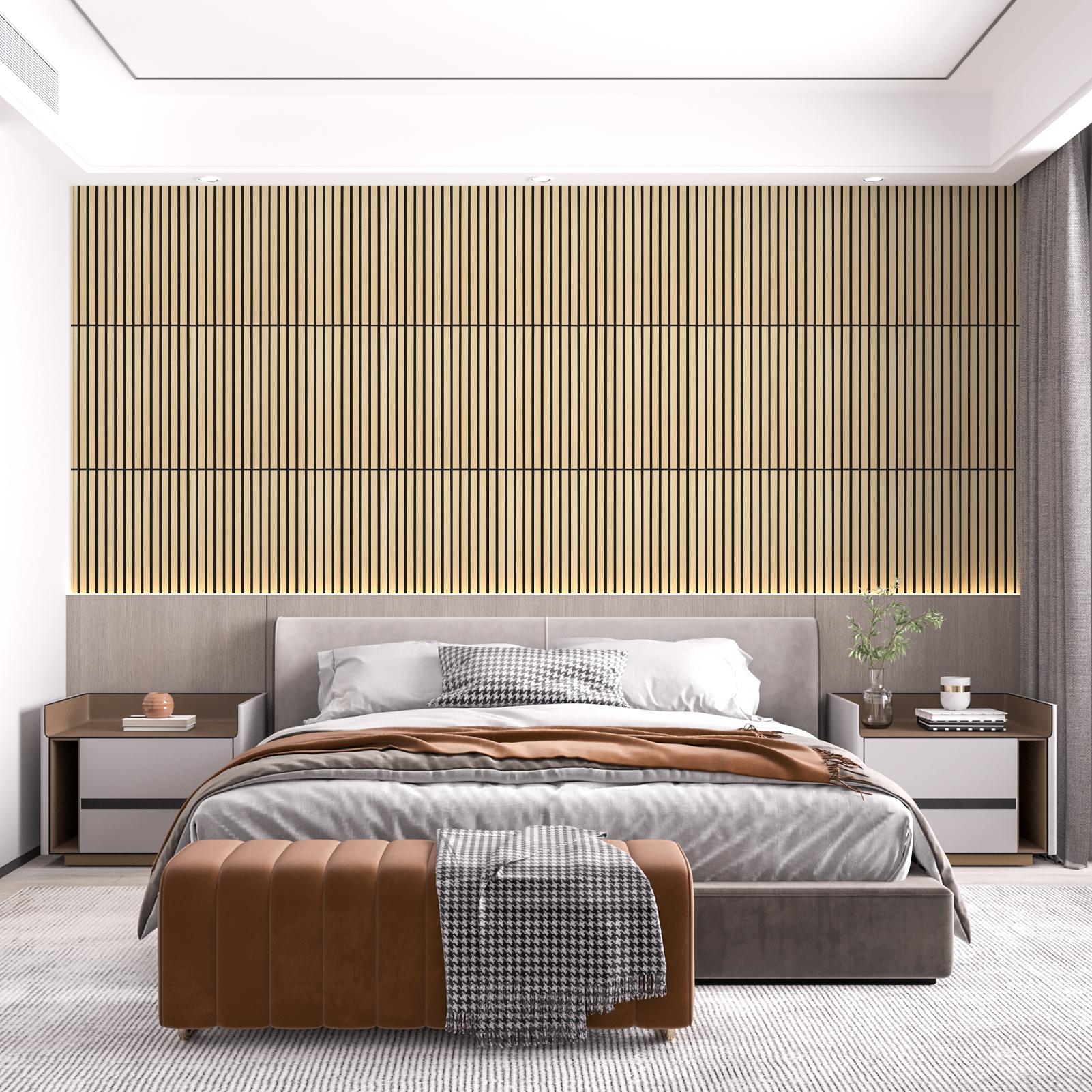 【New】Art3d 4-Pack Lightweight MDF Wood-Look 3D Wall Panels, DIY Decor Panels, 24" x 12",Covers 8 Sq.Ft., Acoustic Grille Panels