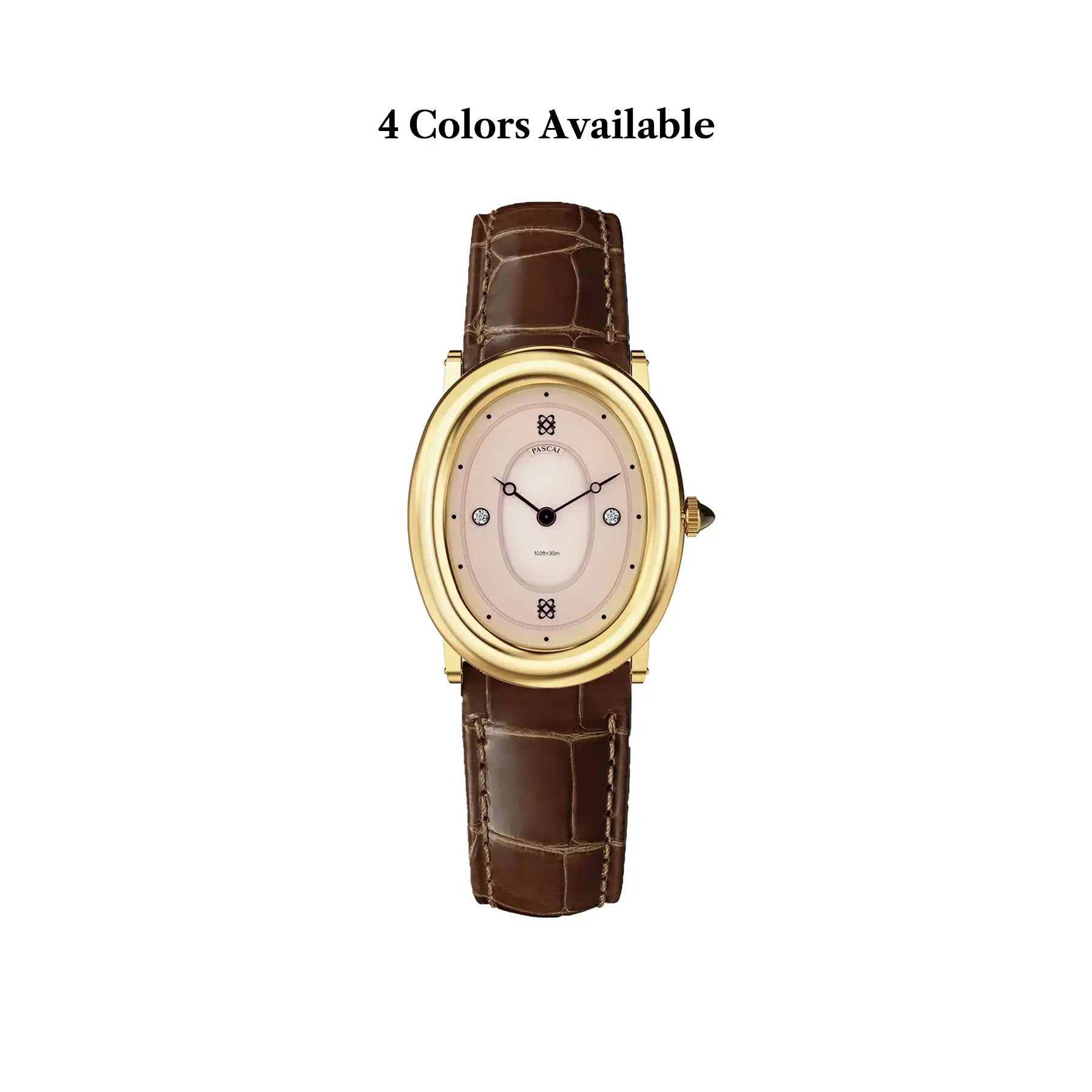 PASCAL Oval Bubble Diamond Watch Vintage Oval Leather Watch with Lab-Grown Diamonds for Women & Men