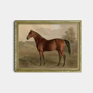 Vintage Horse Art Print: Antique Equestrian Painting, Rustic Farmhouse Decor Artistic Cotton Artwork Matte Minimalist Ornaments Decoration Wall Room Photo wall decor posters
