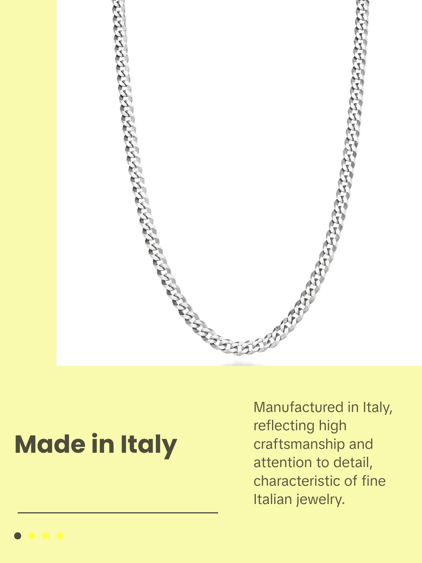 Miabella Italian Solid 925 Sterling Silver 3.5mm Diamond Cut Cuban Link Curb Chain Necklace for Women Men, Made in Italy Length 24 Inch