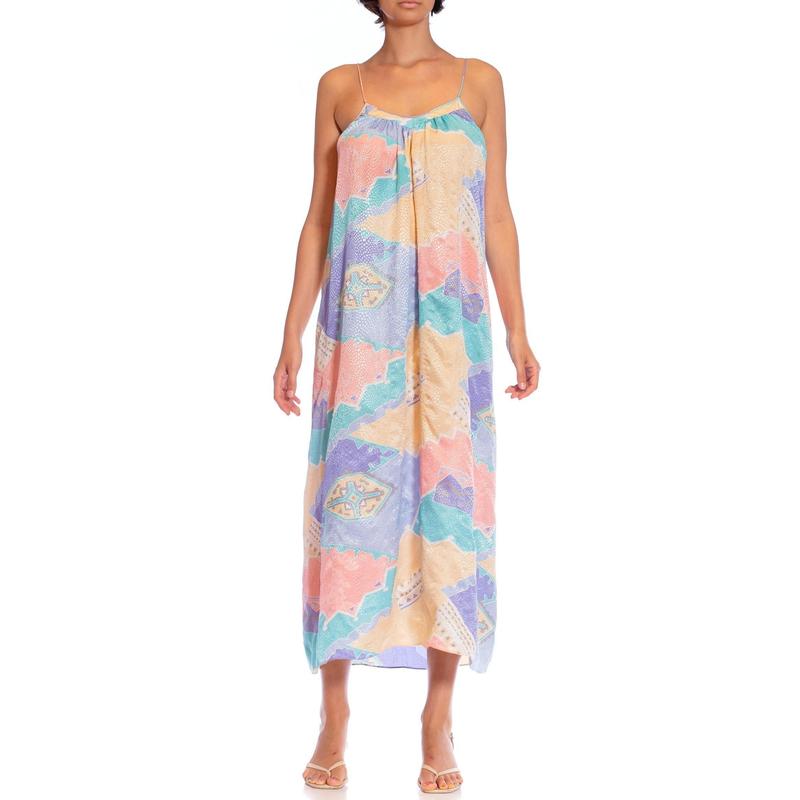 1980S MARY MCFADDEN Multicolor Pastel Polyester Jacquard Dress