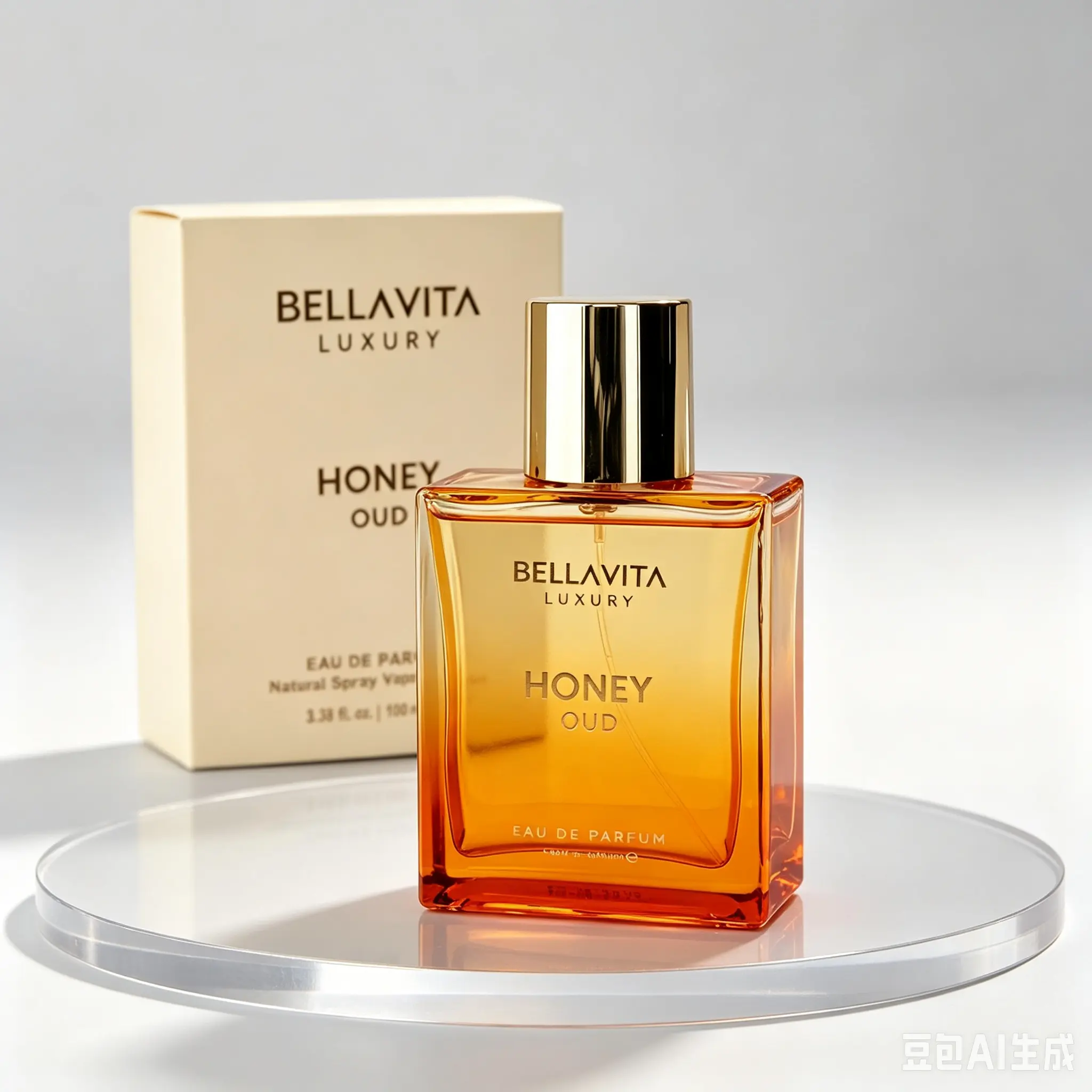 Bellavita Luxury Honey Oud Eau de Parfum 3.4oz | Unisex Warm Honey Oud Perfume, Vegan Cruelty Free Fragrance with Bergamot Vanilla Patchouli
