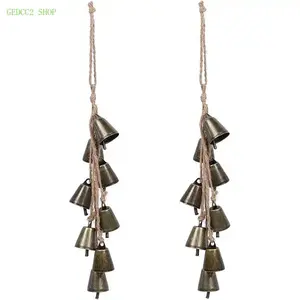 Vintage Wind Chime Bell String, Rustic Farmhouse Hanging Decor, Metal Wall Pendant Ornament for Home, Living Room, Bedroom, Garden & Party Decoration