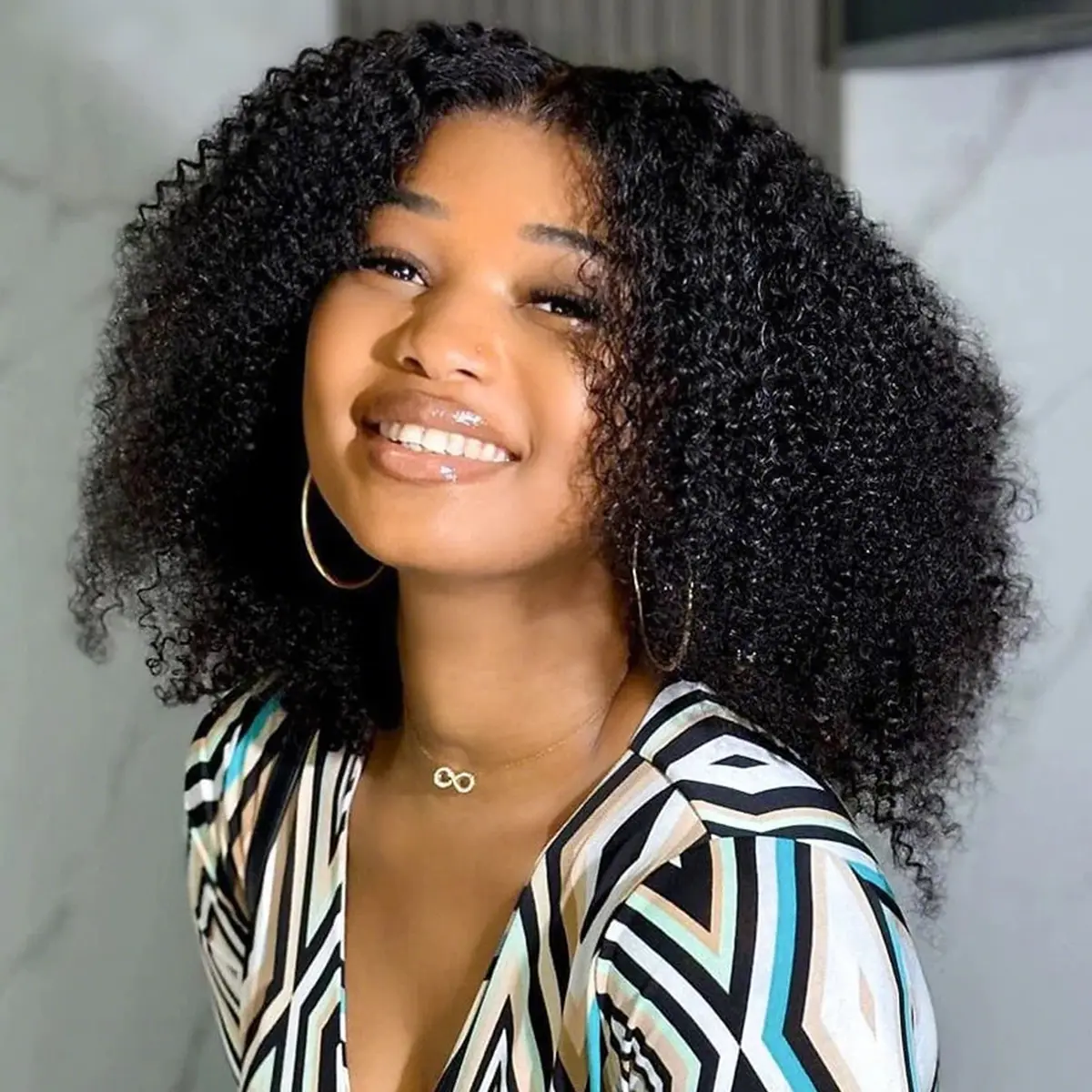 Vshow Afro Curly Glueless V Part Human Hair Wigs Beginners Friendly With Drawstring Easy To Wear 180% Density Curly Hair Wigs Protective Style