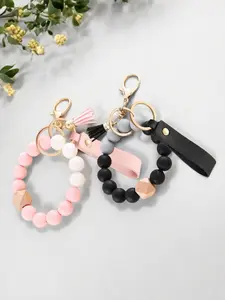 Bohemian Beaded Fringe Keychain, Fashion Silicone Pearl Key Ring, Multifunctional Bag Accessory, Perfect Birthday Gift for Mom Girlfriend Daughter