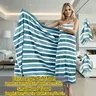 3pcs Oversized Premium Bath Towels set with a Three-Color Stripe Design, Striped Pattern Towel, 35 X 70 inch. Towel Sets for Bathroom Includes 1 Large Bath Towel +2 washcloty.   Absorbent, Fluffy Fabric Soft