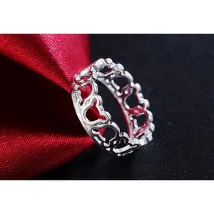 Cute Hollow Mickey Mouse Head Silver Ring