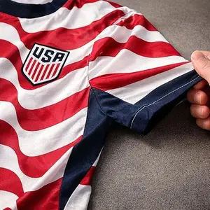 2026 USA Soccer Style Jersey Shirt All Over Print Unisex Soccer Jersey Sports Fan Apparel Top Gift For Fans Red White Stripes Design