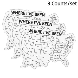 3 Counts Colorable Adhesive Us Map Markers Customizable Stickers Personalize Stickers for Travel Memories, Perfect for Car Trunks, Water Bottles, and Laptops
