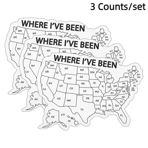3 Counts Colorable Adhesive Us Map Markers Customizable Decals Stickers Personalize Stickers for Travel Memories, Perfect for Car Trunks, Water Bottles, and Laptops, Custom Decal, Decal Set, Self Adhesive Stickers