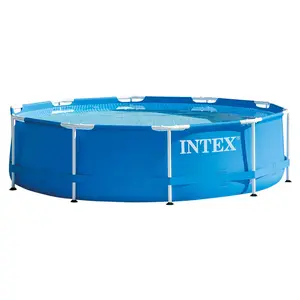 Intex 10 Foot x 30 Inch Above Ground Round Swimming Pool Metal Frame Easy Setup 1185 Gallons Capacity for Backyard Fun Intex 10 Foot x 30 Inch Above Ground Round Swimming Pool Metal Frame Easy Setup 1185 Gallons Capacity for Backyard Fun