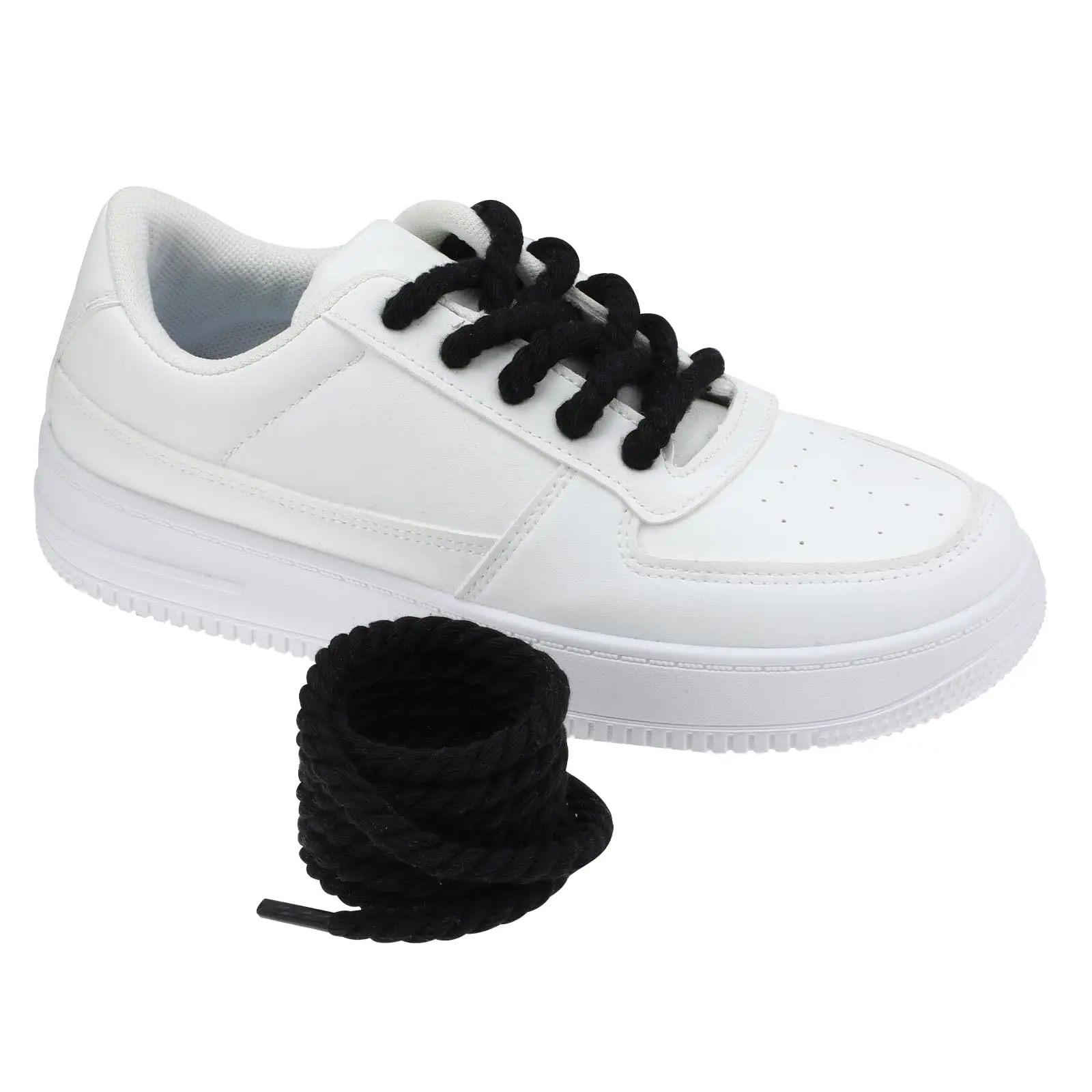 Black Chunky Rope Shoe Laces – Fashion Replacement Laces for Skate Shoes, High Tops, Concert Outfits & Trendy Street Fashion