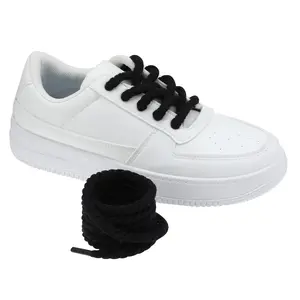 Black Chunky Rope Shoe Laces – Fashion Replacement Laces for Skate Shoes, High Tops, Concert Outfits & Trendy Street Fashion