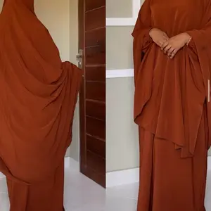 Elegant Rust Brown Abaya Set - High-Quality Fabric, Comfortable Fit, Perfect for Daily Wear