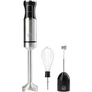Immersion Blender Handheld with Electric Whisk & Milk Frother Attachments, Hand Held Stainless Steel Stick Emulsifier for Making Baby Food, Soup, Puree, Cake, Cappuccino, Latte etc, 400W