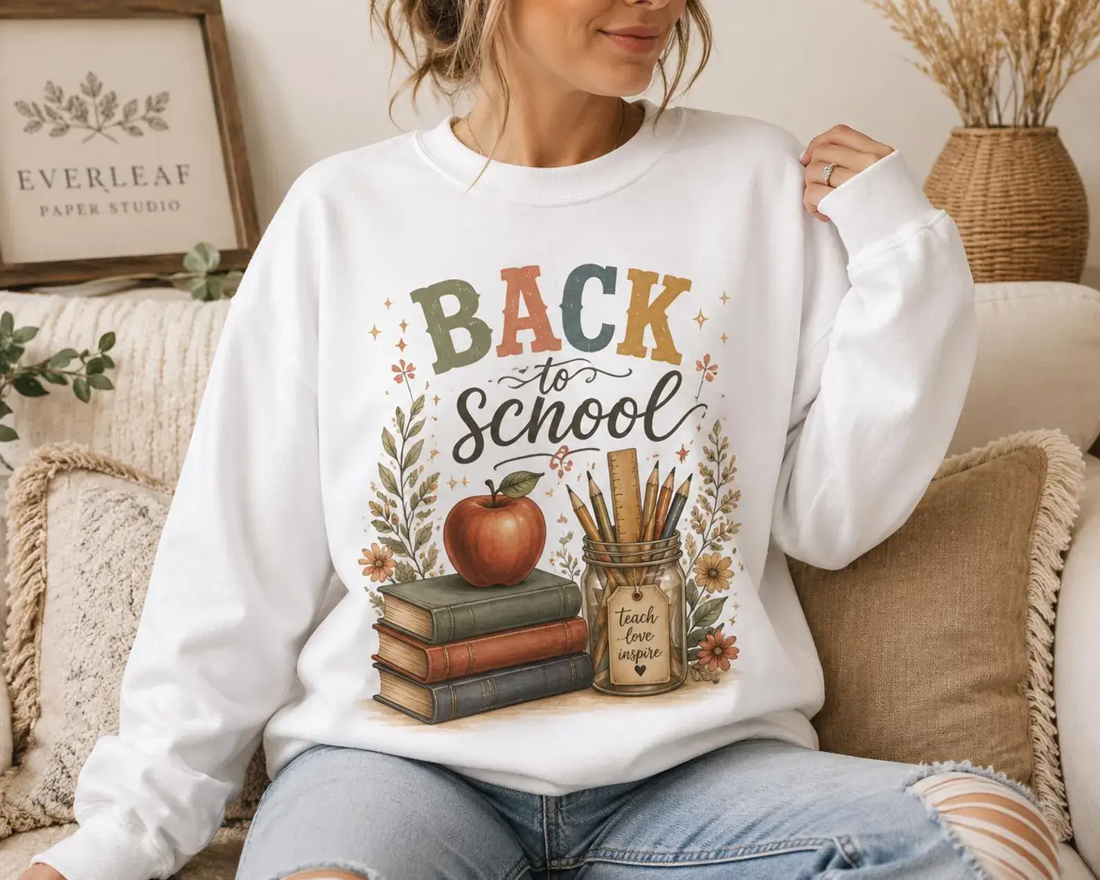 Back to School Illustration Crewneck Sweatshirt | Apple Books Pencils