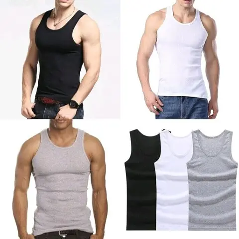 DIAMOND STAR Men's Ribbed Tag-Free Crew Neck Fitted Tank Tops (Pack of 6) - Soft Durable Breathable Neutral Cotton Blend Fabric, Slim Fit Round Neck Stretchy Undershirts for Work & Waist-Layering