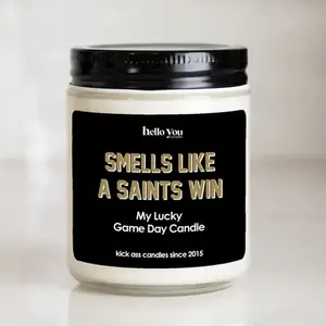 Lucky Game Day Candles - Smells like a Saint Win, Funny Football Soy Wax Candle, Game Day Gift for Fans