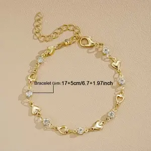 1pc Elegant Golden-Tone Bracelet with Sparkling Cubic Synthetic Synthetic Zircon ​   - Versatile Party & Date Gift for Men and Women, Durable Zinc Alloy, Perfect for Casual Attire or Special Occasions, Jewelry brazalete  lacoste silver  bracelet