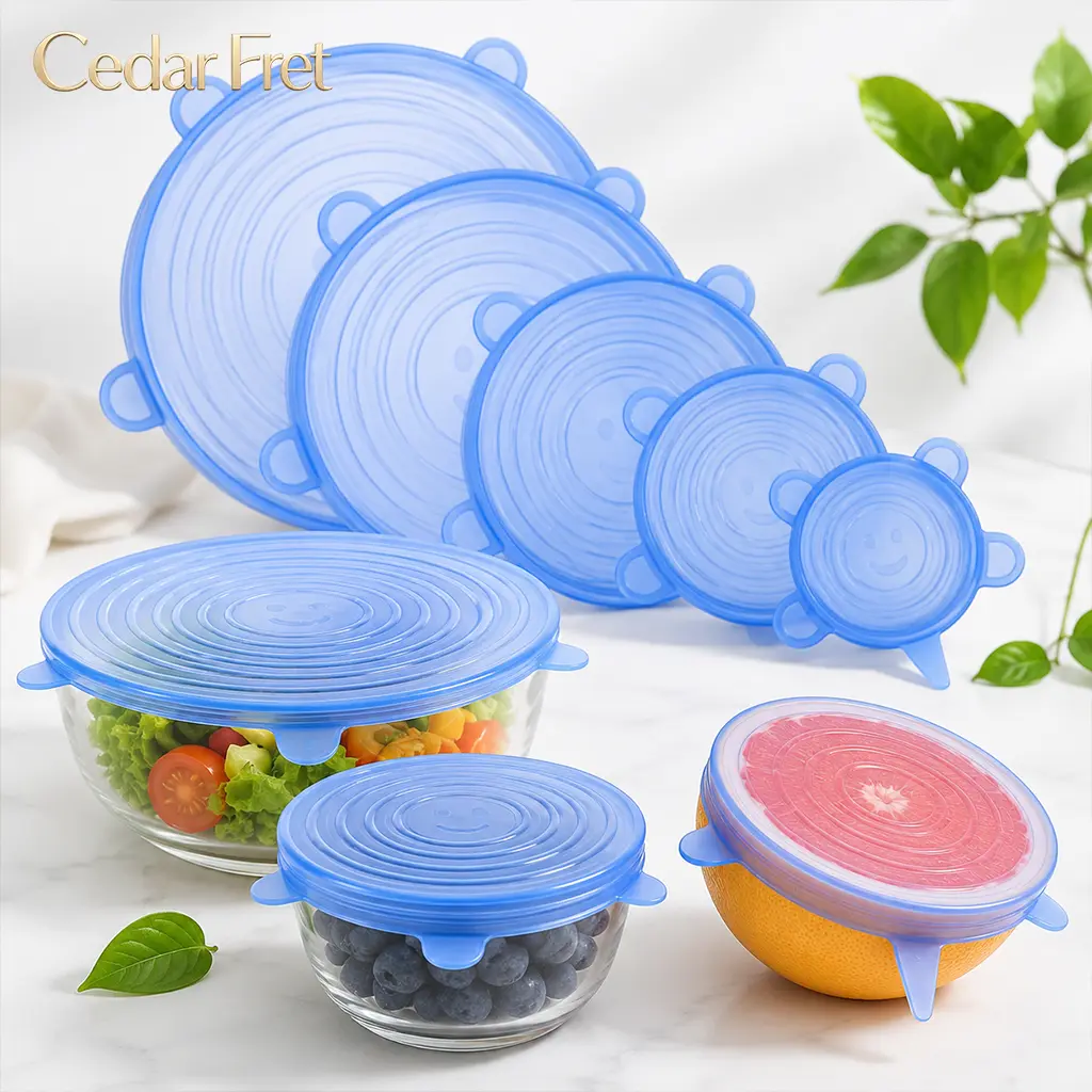 Reusable Stretchable Silicone Bowl Lid, 6pcs Stretch Leak Proof Lids for, Round Bowl Cover, Food Cover, Kitchen Gadgets, Meal Prep Containers Lid