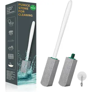Pumice Stone Toilet Bowl Cleaner,Pumice Stone with 11.8 Inch Long Handle for Toilet,Bathtubs, Grills,Swimming Pools,Sinks Cleaning (2 Pack)