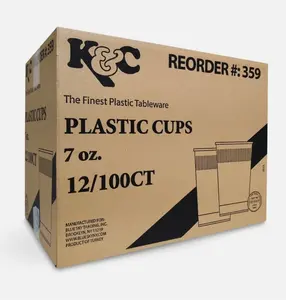 K&C 1200 Pack Clear Plastic Disposable Cups 7 oz Perfect for Party Drinking Cups