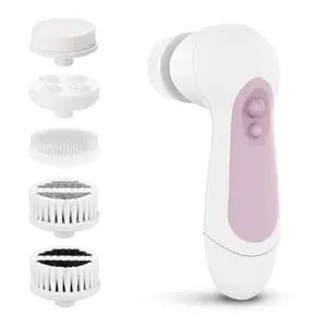 Color Blush Waterproof Facial Cleansing Spin Brush Set with 5 Exfoliating Brush Heads - Electric Face Scrubber Cleanser Brush