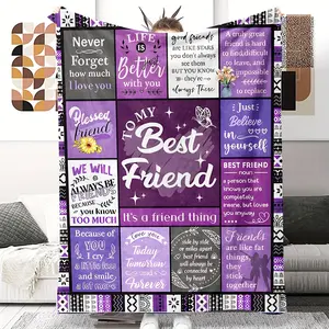 Contemporary Geometric Patterned Friendship Throw Blanket - All-Season Knitted Polyester Multipurpose Blanket for Office Nap, Cozy Flannel-Like Texture, Decorative Gift for Best Friends